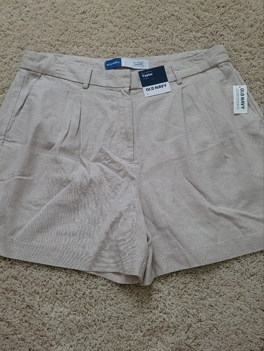 NWT Old Navy Extra High Rise Taylor Trouser Shorts Flax Linen L